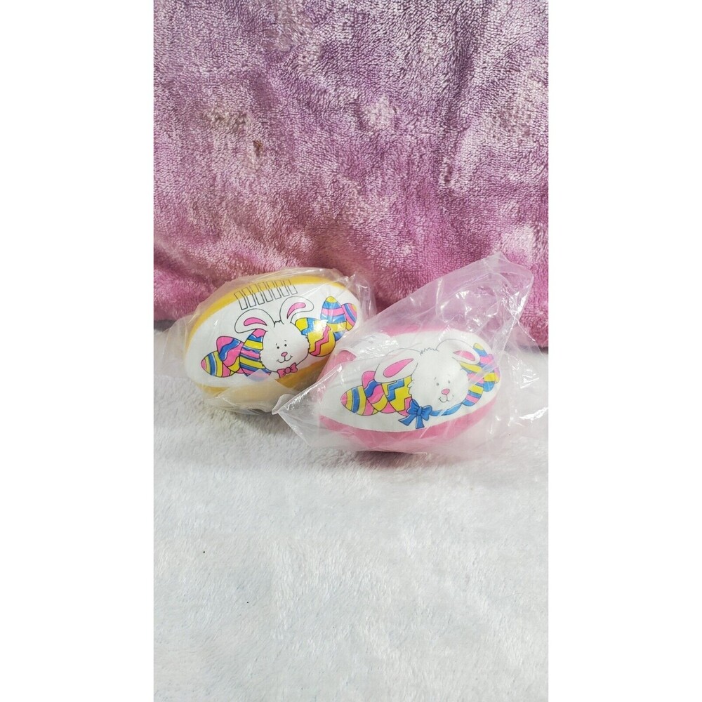 2 pcs Oriental Trading Pink Yellow Small Rabbit Easter Bunny Football